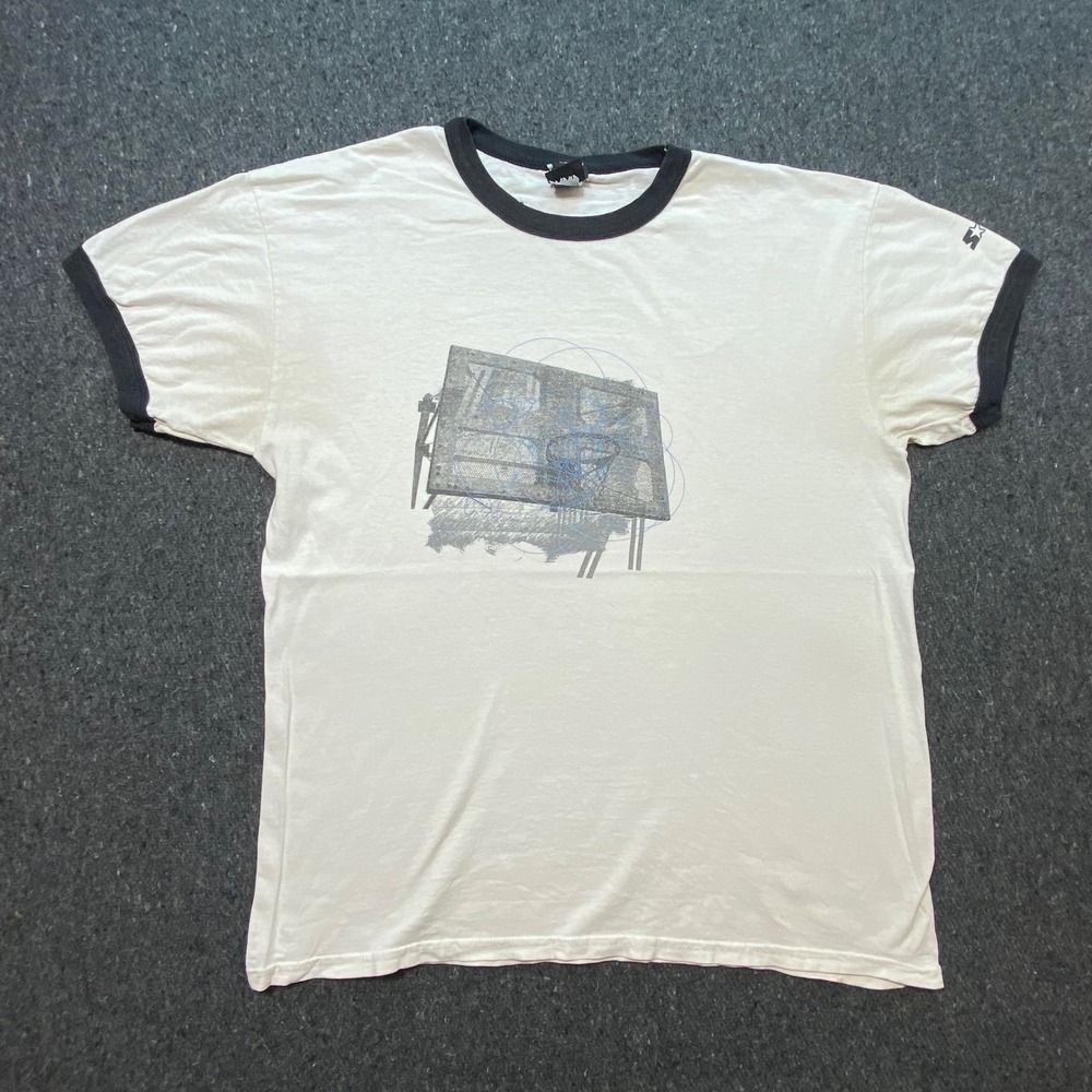Starter Ringer T Shirt XL Mens‎ White Black Basketball Graphic Retro Sport